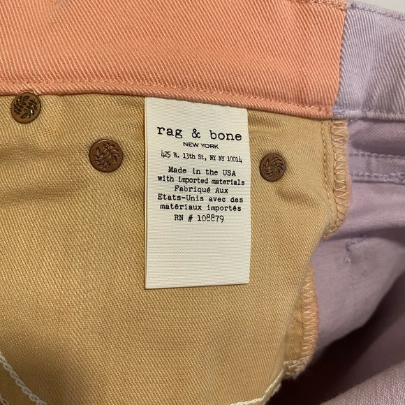 Rag & Bone New York Peach/Lilac Two-Tone High Rise Skinny Jeans Size 24 NWT - Picture 13 of 16